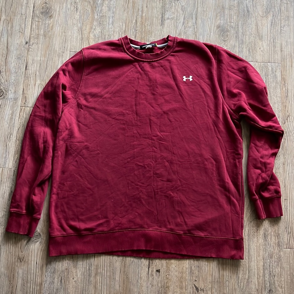 EUC Under Armour Men's Dark Red Fleece Loose Sweatshirt 552279 size XXL